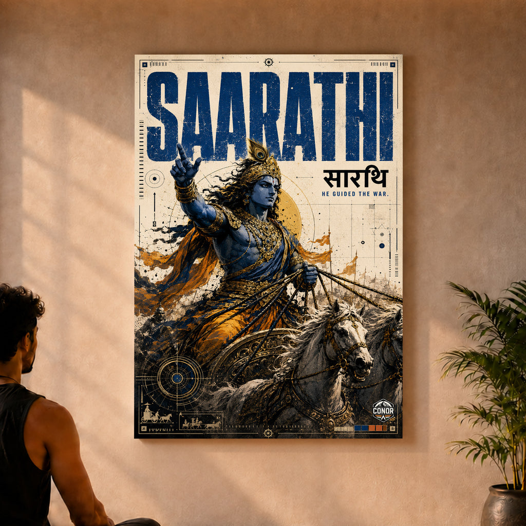 Saarathi Krishna - Canvas Wall Art (CONQR_KRISHNA_003)