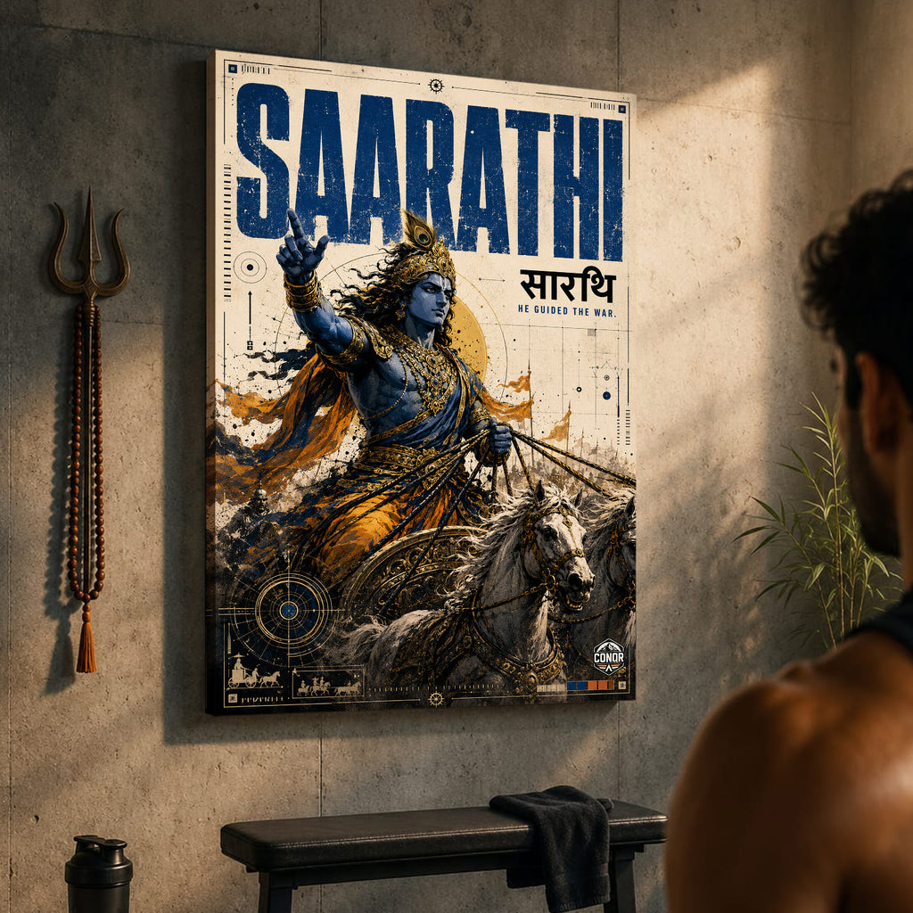 Saarathi Krishna - Canvas Wall Art (CONQR_KRISHNA_003)