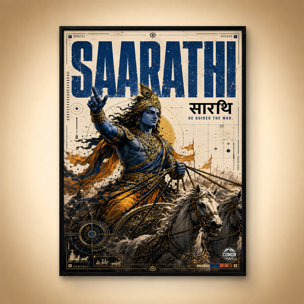Saarathi Krishna - Canvas Wall Art (CONQR_KRISHNA_003)