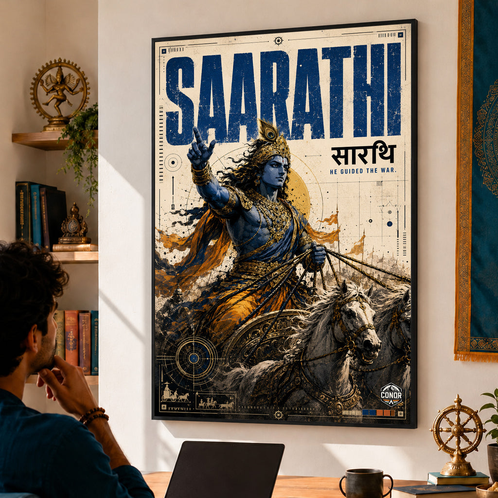 Saarathi Krishna - Canvas Wall Art (CONQR_KRISHNA_003)