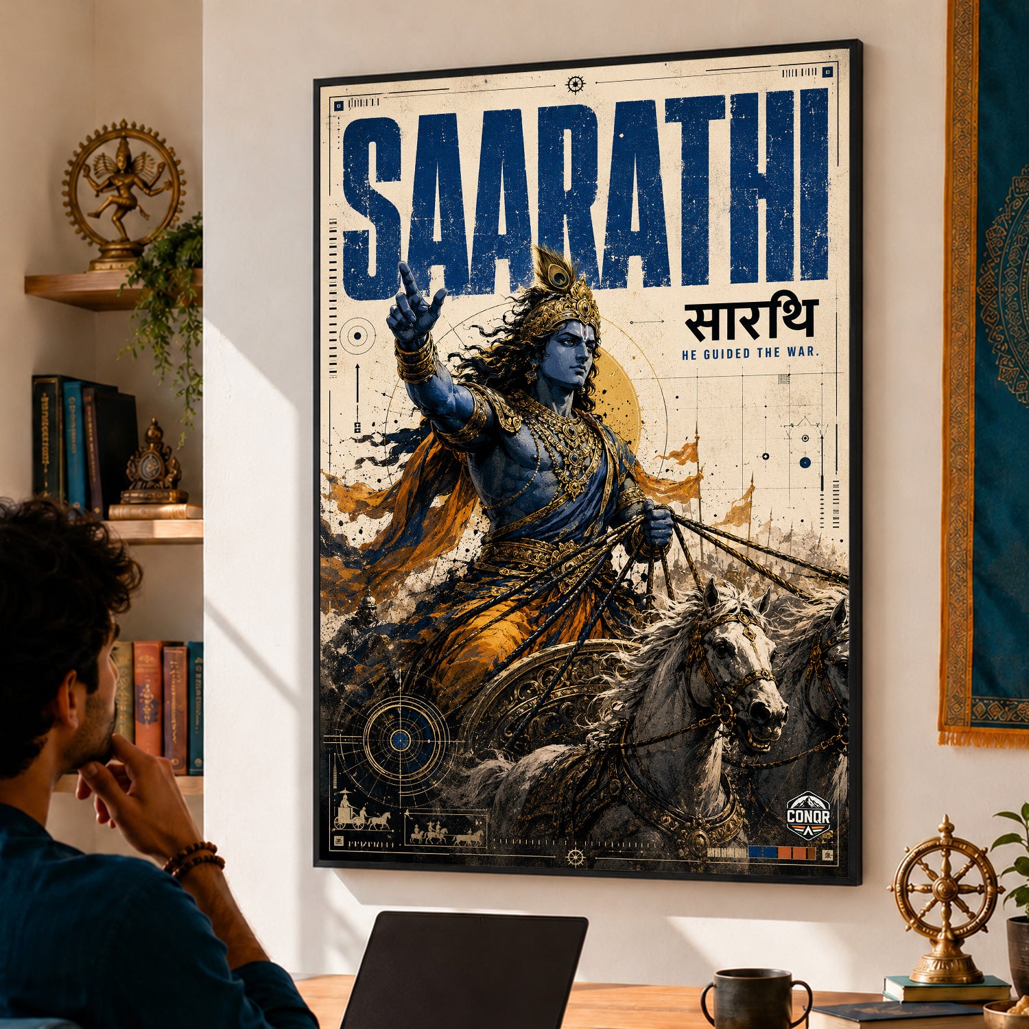 Saarathi Krishna - Canvas Wall Art (CONQR_KRISHNA_003)
