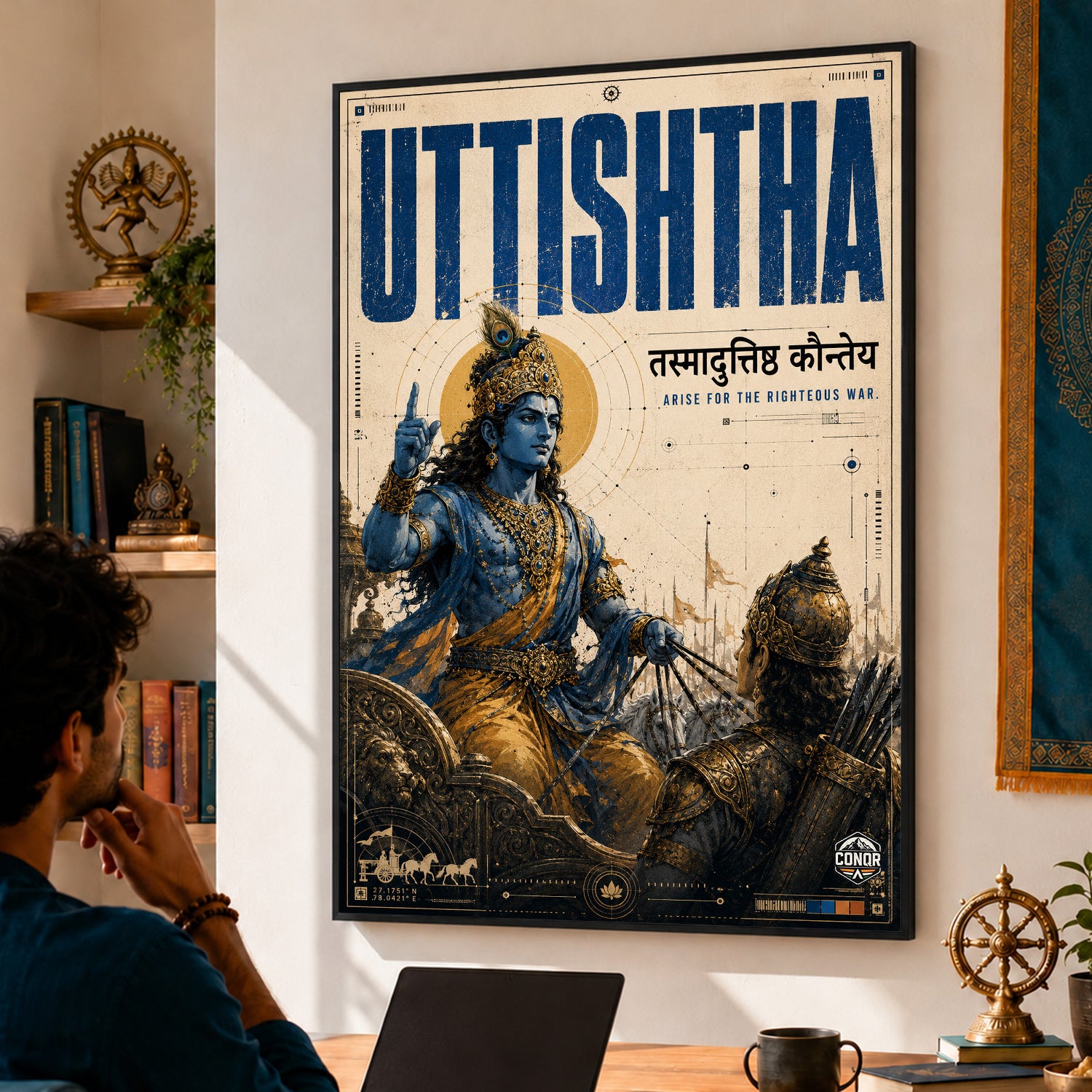 Uttishtha Krishna - Canvas Wall Art (CONQR_KRISHNA_004)