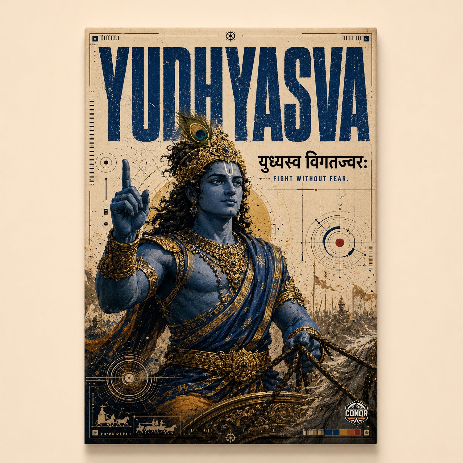 Yudhyasva Krishna - Canvas Wall Art (CONQR_KRISHNA_005)