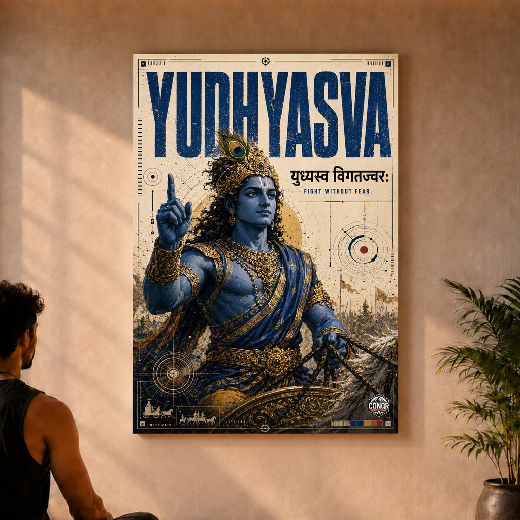 Yudhyasva Krishna - Canvas Wall Art (CONQR_KRISHNA_005)