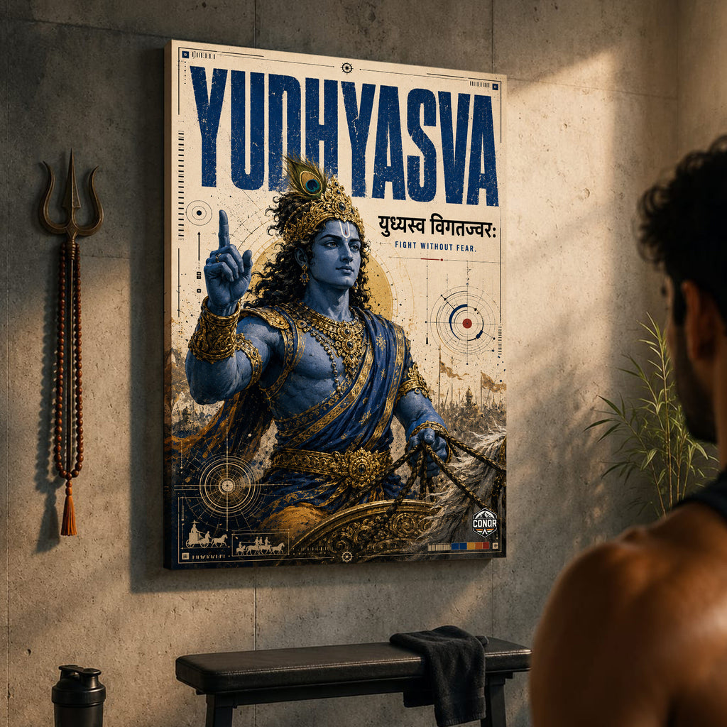 Yudhyasva Krishna - Canvas Wall Art (CONQR_KRISHNA_005)