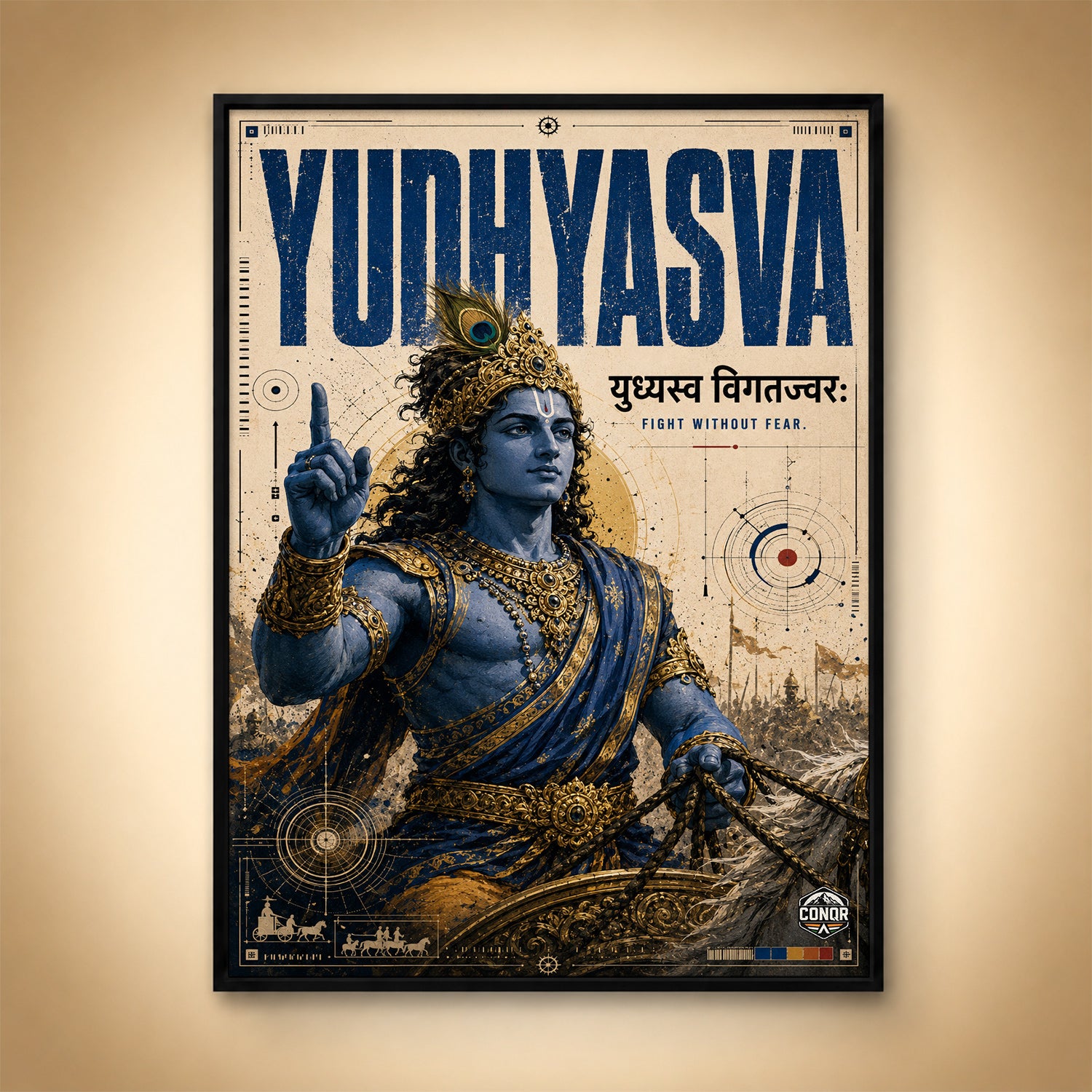 Yudhyasva Krishna - Canvas Wall Art (CONQR_KRISHNA_005)