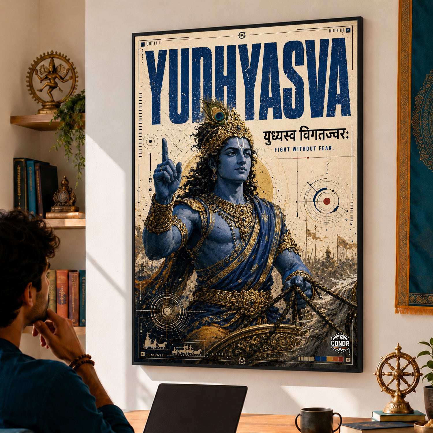 Yudhyasva Krishna - Canvas Wall Art (CONQR_KRISHNA_005)