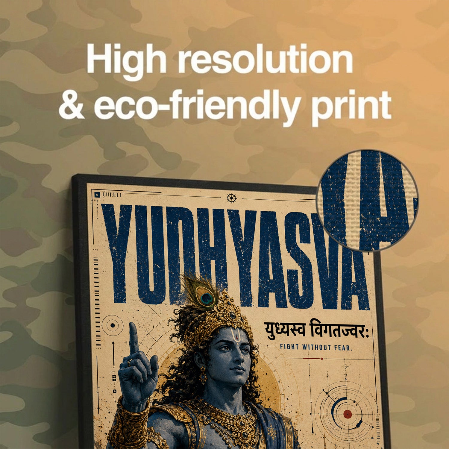 Yudhyasva Krishna - Canvas Wall Art (CONQR_KRISHNA_005)