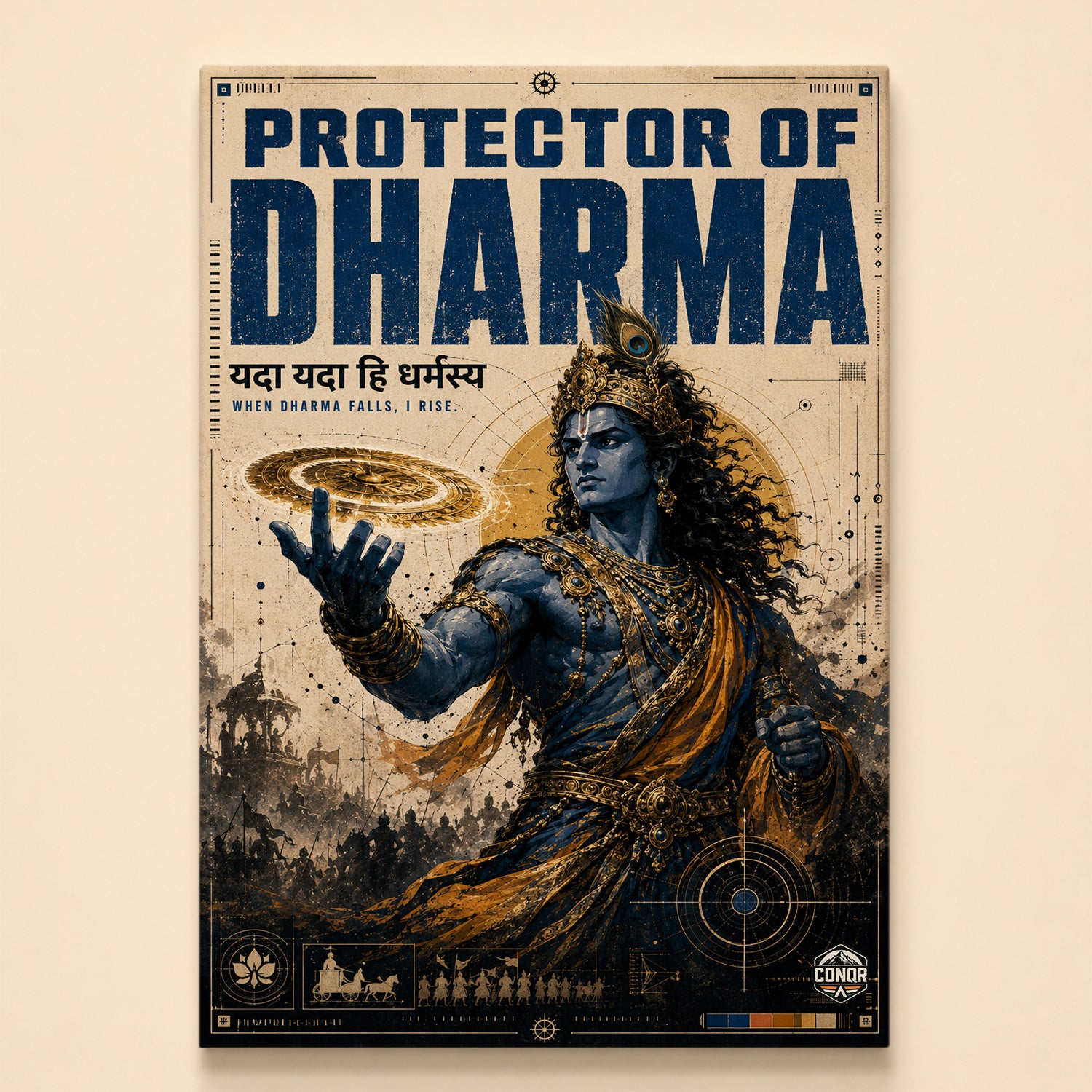 Protector of Dharma - Canvas Wall Art (CONQR_KRISHNA_006)