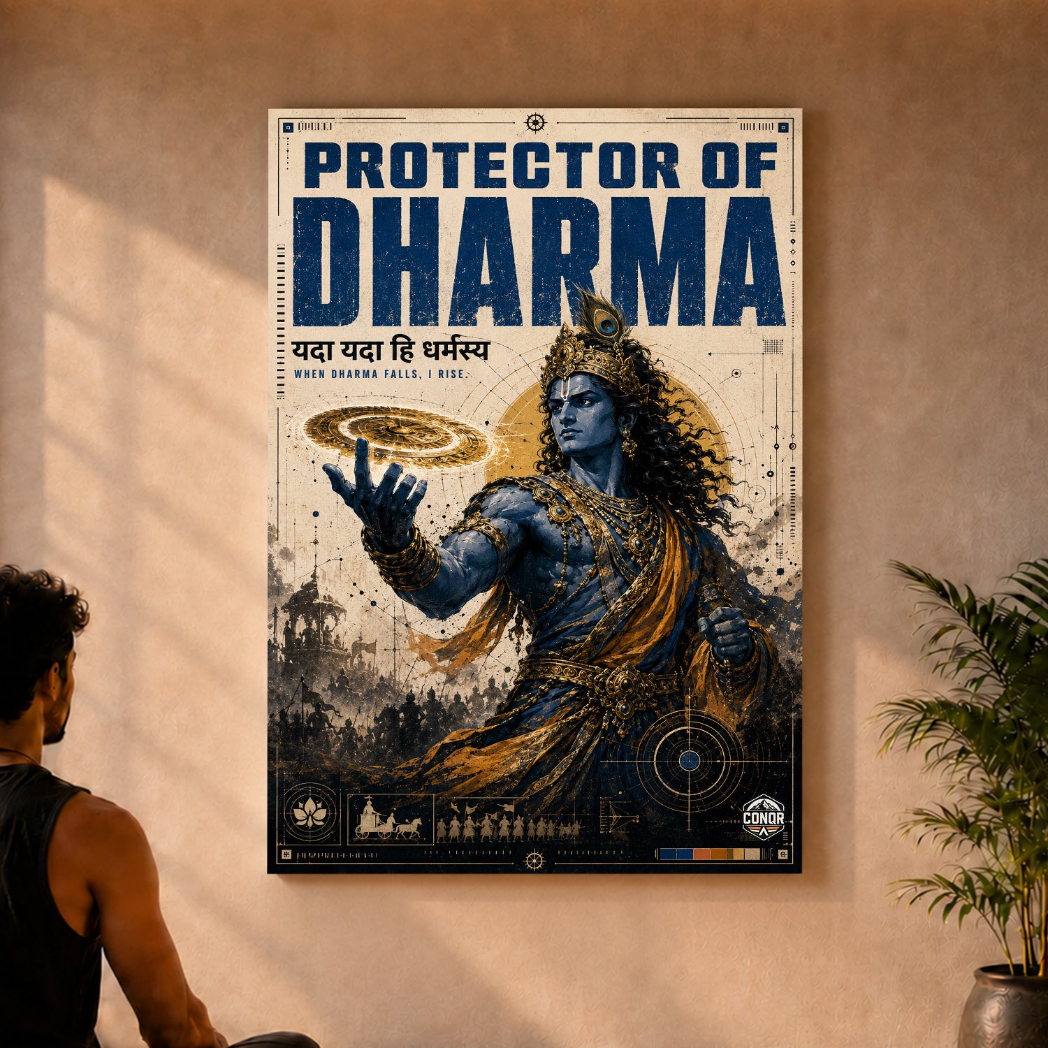 Protector of Dharma - Canvas Wall Art (CONQR_KRISHNA_006)