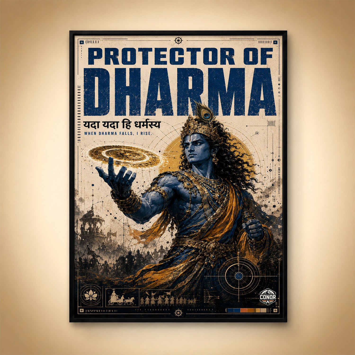Protector of Dharma - Canvas Wall Art (CONQR_KRISHNA_006)