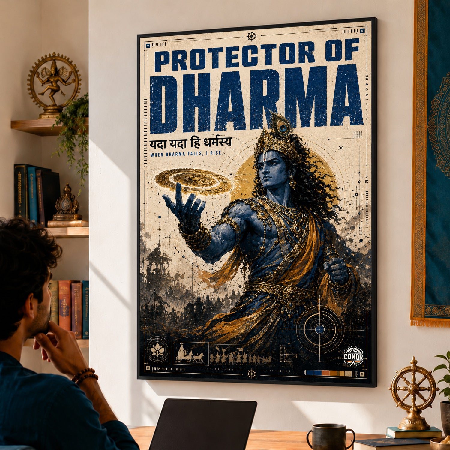 Protector of Dharma - Canvas Wall Art (CONQR_KRISHNA_006)