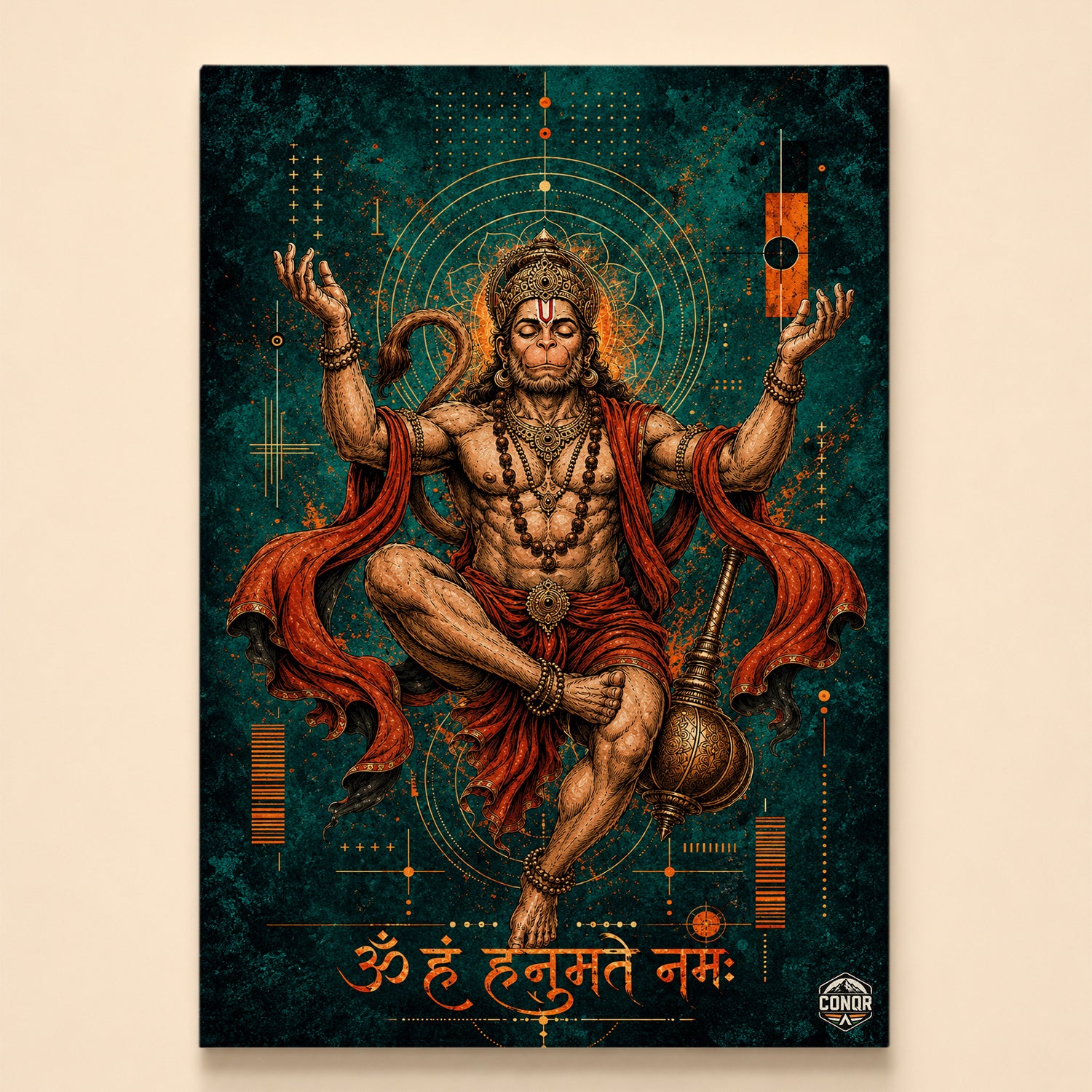 Hanuman Cosmic Meditation - Canvas Wall Art (CONQR_SAN_HAN_06)
