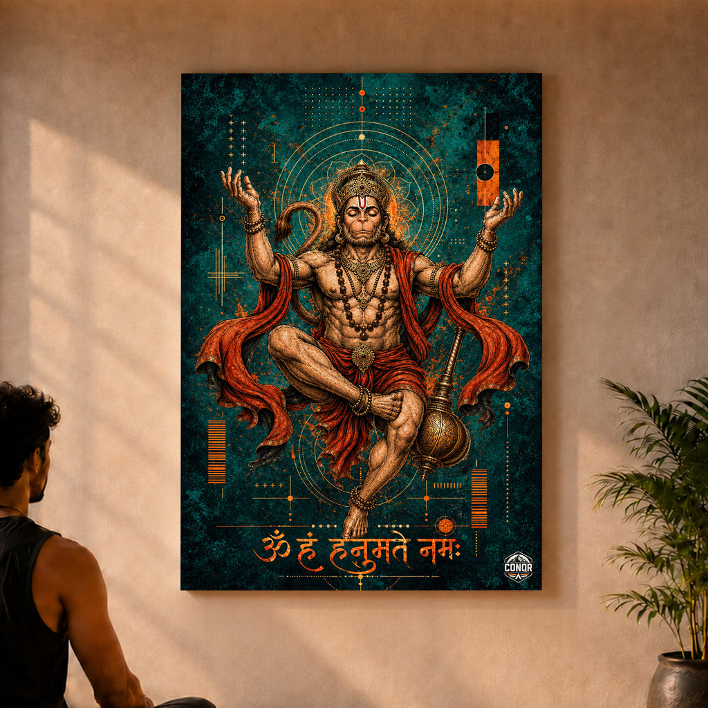 Hanuman Cosmic Meditation - Canvas Wall Art (CONQR_SAN_HAN_06)