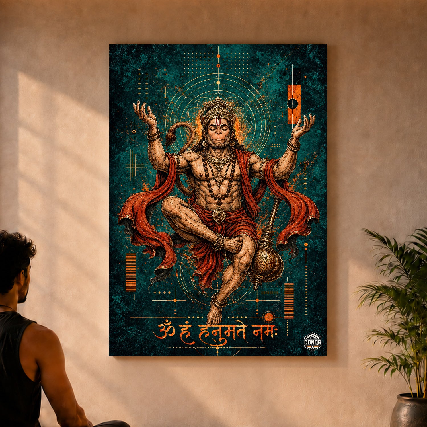 Hanuman Cosmic Meditation - Canvas Wall Art (CONQR_SAN_HAN_06)