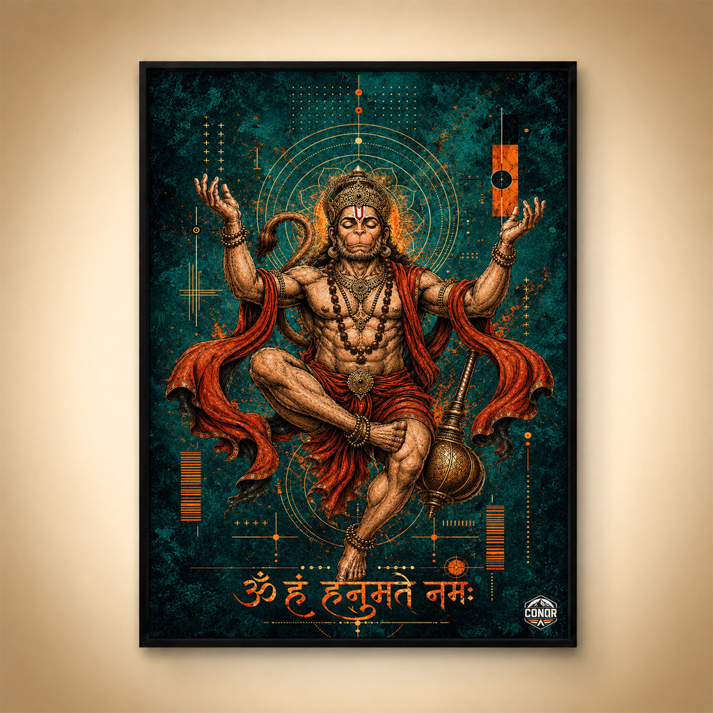 Hanuman Cosmic Meditation - Canvas Wall Art (CONQR_SAN_HAN_06)