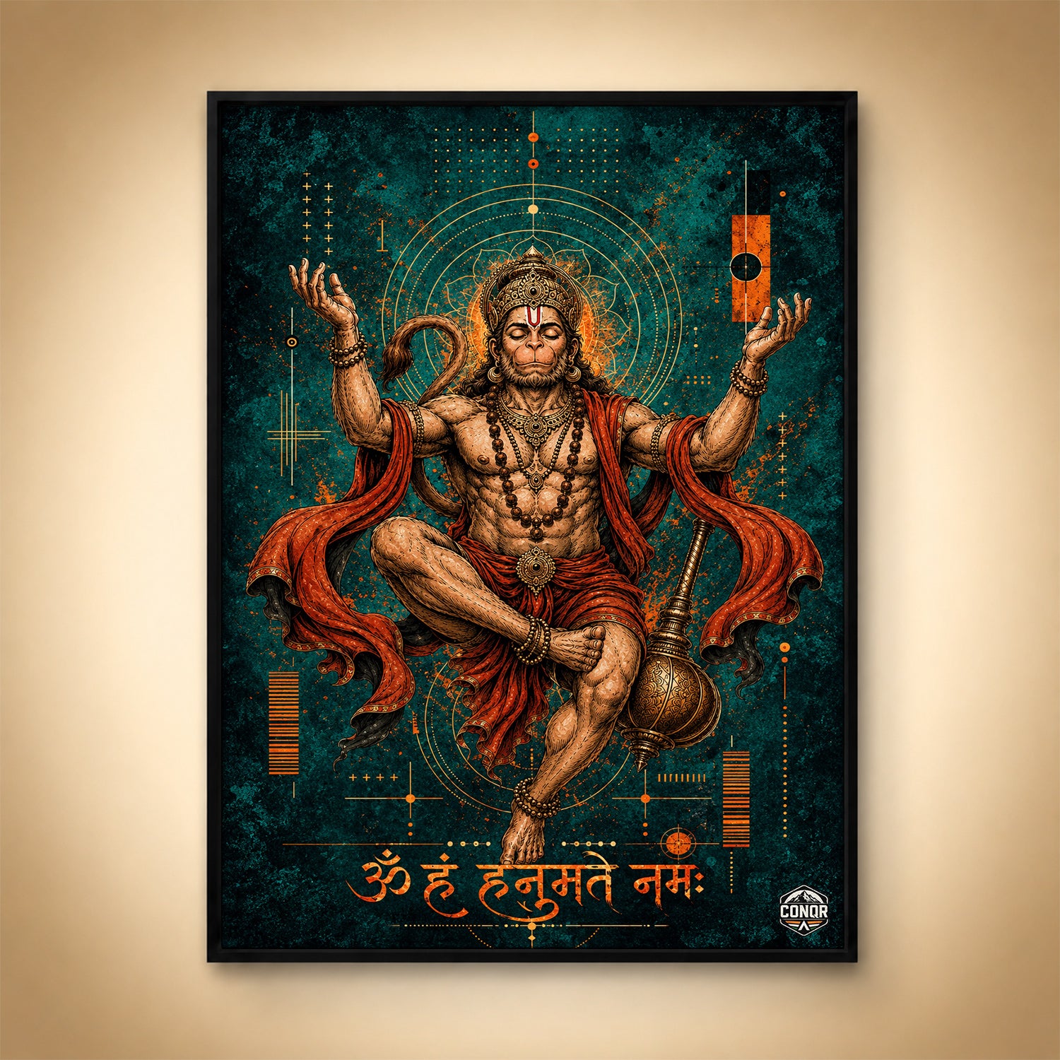 Hanuman Cosmic Meditation - Canvas Wall Art (CONQR_SAN_HAN_06)