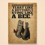 Hanging boxing gloves with a butterfly and a bee – float like a butterfly, sting like a bee
