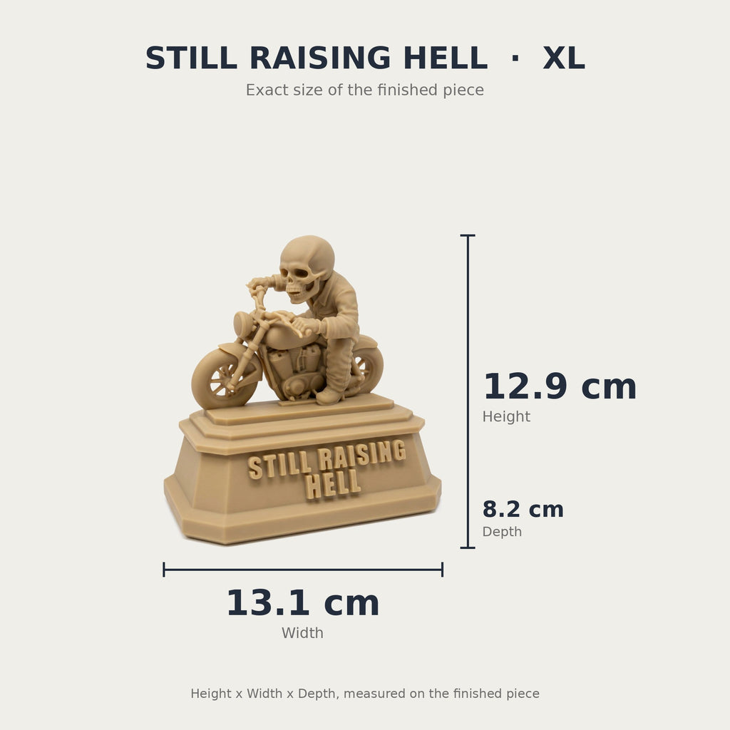 Still Raising Hell — Skeleton Biker Desk Sculpture | Lightweight PLA Material