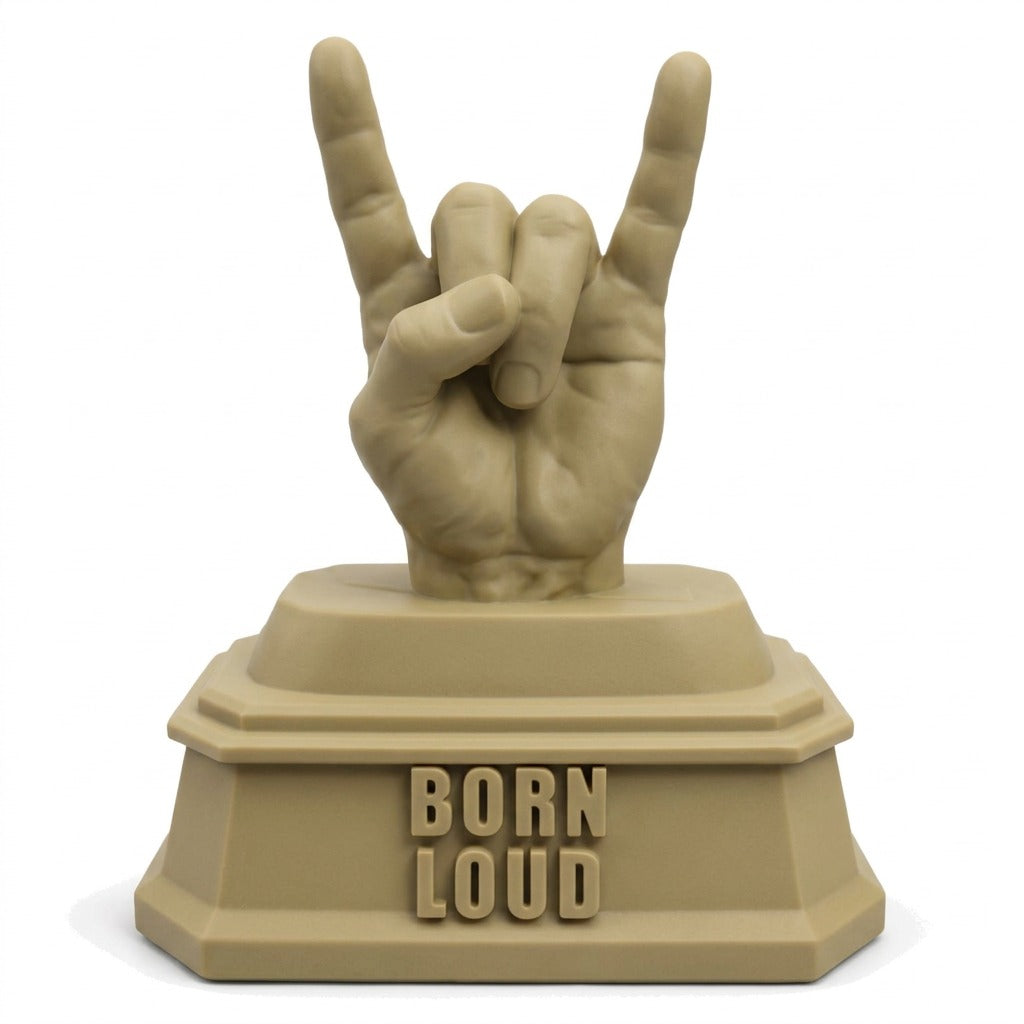 Born Loud — Rock Hand Desk Sculpture | Lightweight PLA Material