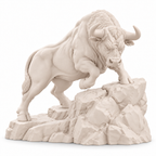 CONQR Bull lightweight 3D printed PLA desk statue, 9 inch, Warm Beige - white background