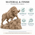 CONQR Bull lightweight 3D printed PLA desk statue, 9 inch, Sandstorm - material and finish