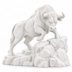 CONQR Bull lightweight 3D printed PLA desk statue, 9 inch, White - white background