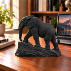 CONQR Elephant lightweight 3D printed PLA desk statue, 7 inch, Black - office desk