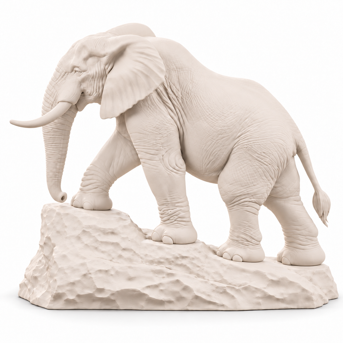 CONQR Elephant lightweight 3D printed PLA desk statue, 7 inch, Warm Beige - white background