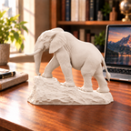 CONQR Elephant lightweight 3D printed PLA desk statue, 7 inch, Warm Beige - office desk