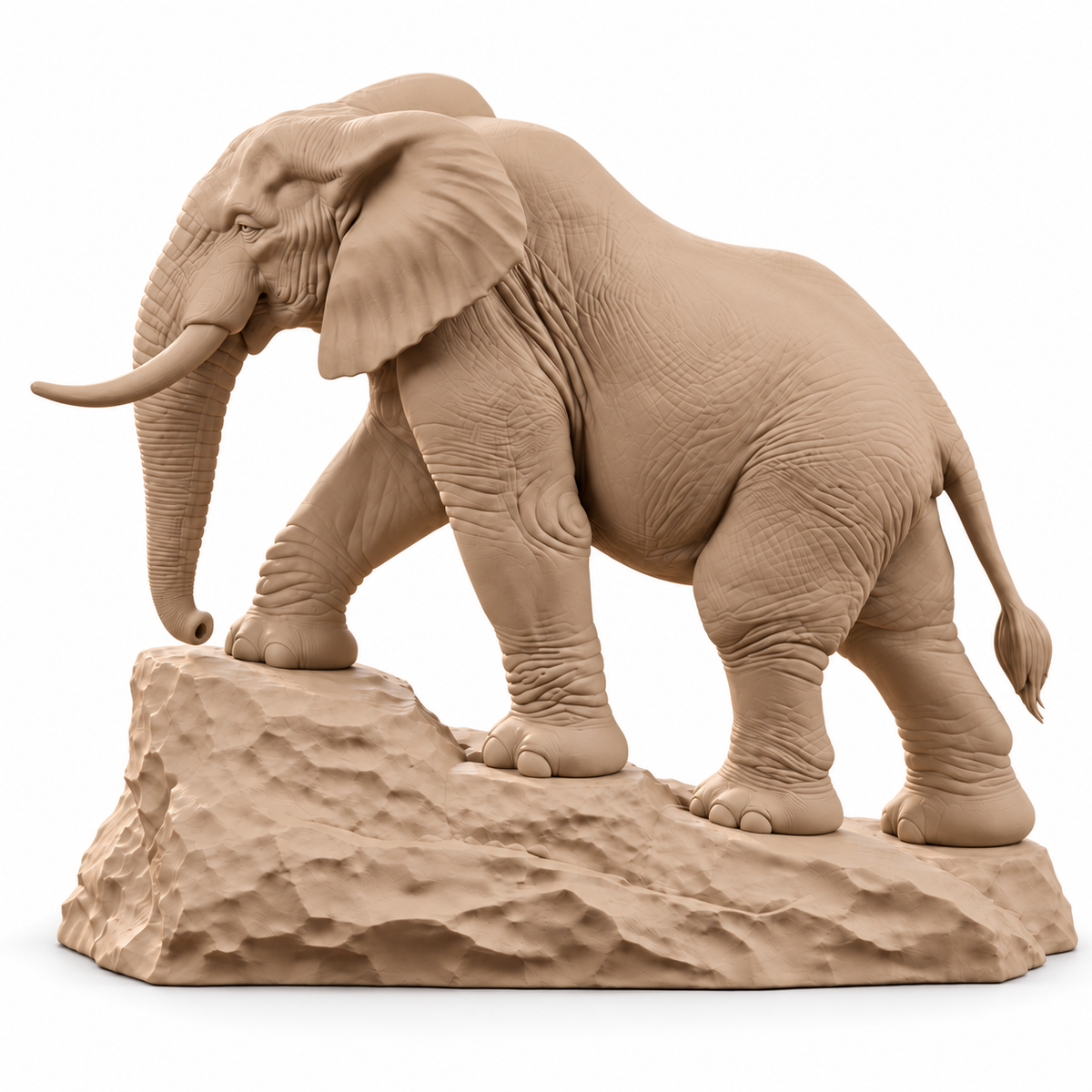 CONQR Elephant lightweight 3D printed PLA desk statue, 7 inch, Sandstorm - white background