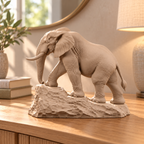 CONQR Elephant lightweight 3D printed PLA desk statue, 7 inch, Sandstorm - home console