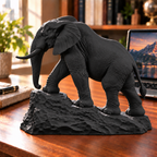 CONQR Elephant lightweight 3D printed PLA desk statue, 9 inch, Black - office desk
