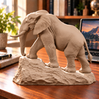CONQR Elephant lightweight 3D printed PLA desk statue, 9 inch, Sandstorm - office desk