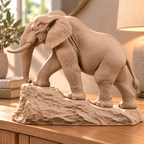 CONQR Elephant lightweight 3D printed PLA desk statue, 9 inch, Sandstorm - home console