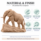 CONQR Elephant lightweight 3D printed PLA desk statue, 9 inch, Sandstorm - material and finish