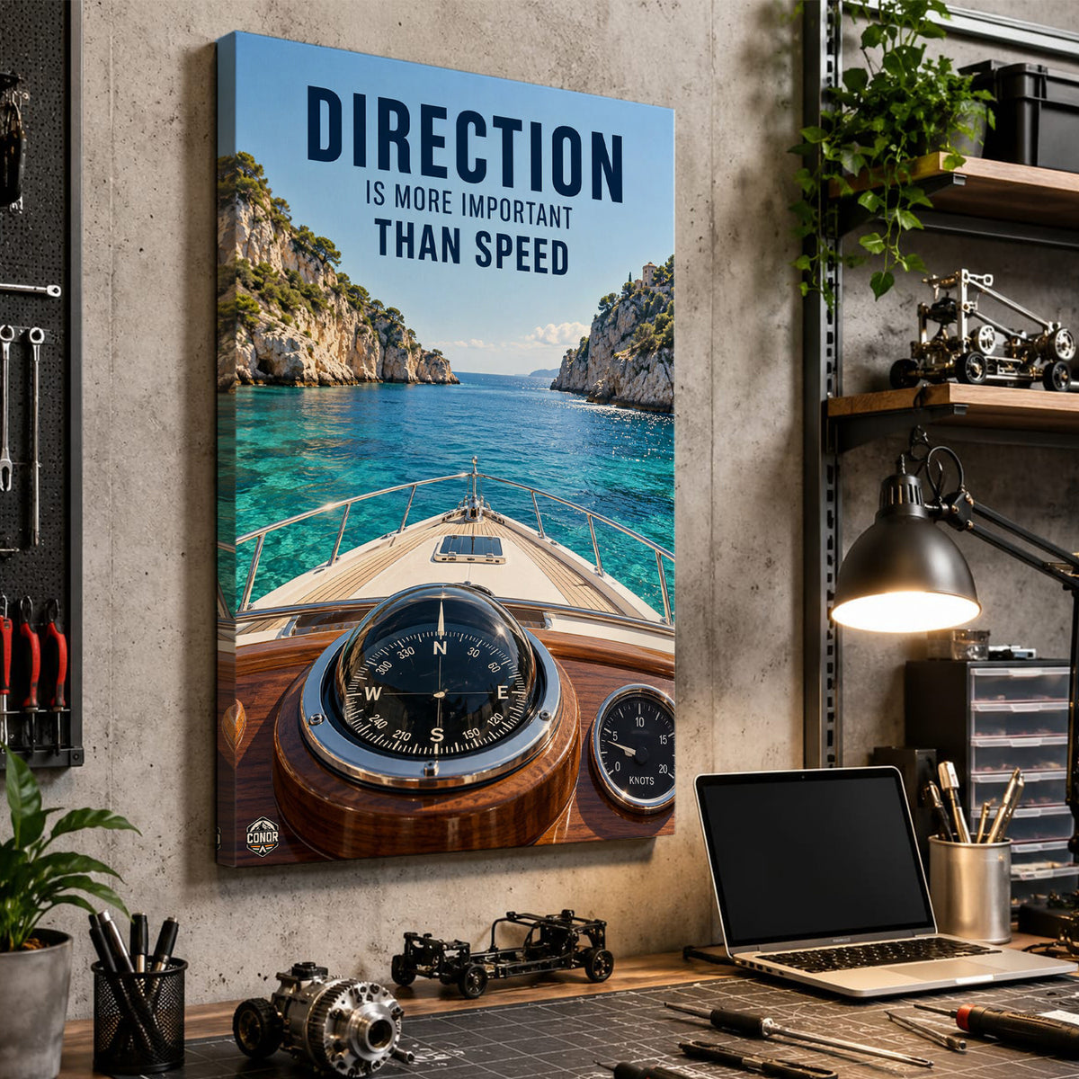 36×48 Direction Over Speed gallery-wrap motivational canvas wall art