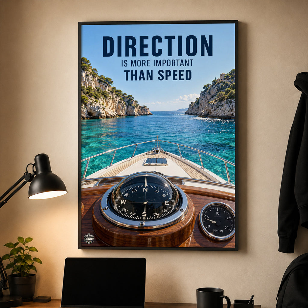 36×48 Direction Over Speed black-box framed motivational wall art