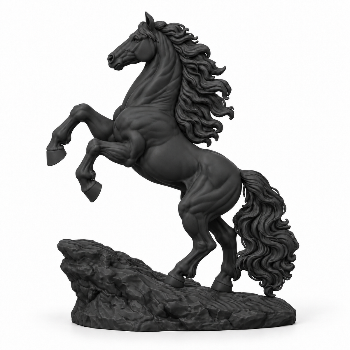 CONQR Horse lightweight 3D printed PLA desk statue, 10 inch, Black - white background