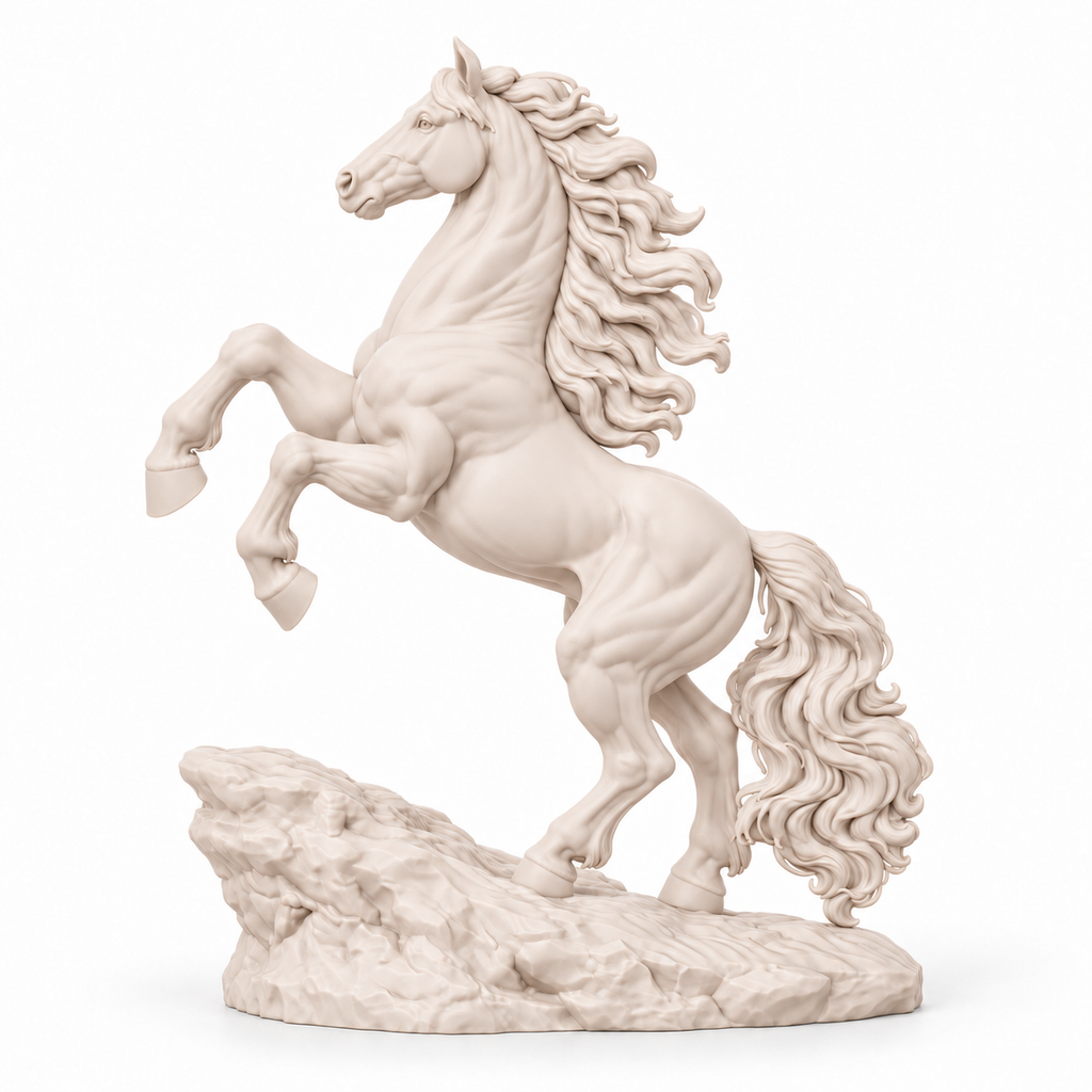 CONQR Horse lightweight 3D printed PLA desk statue, 10 inch, Warm Beige - white background
