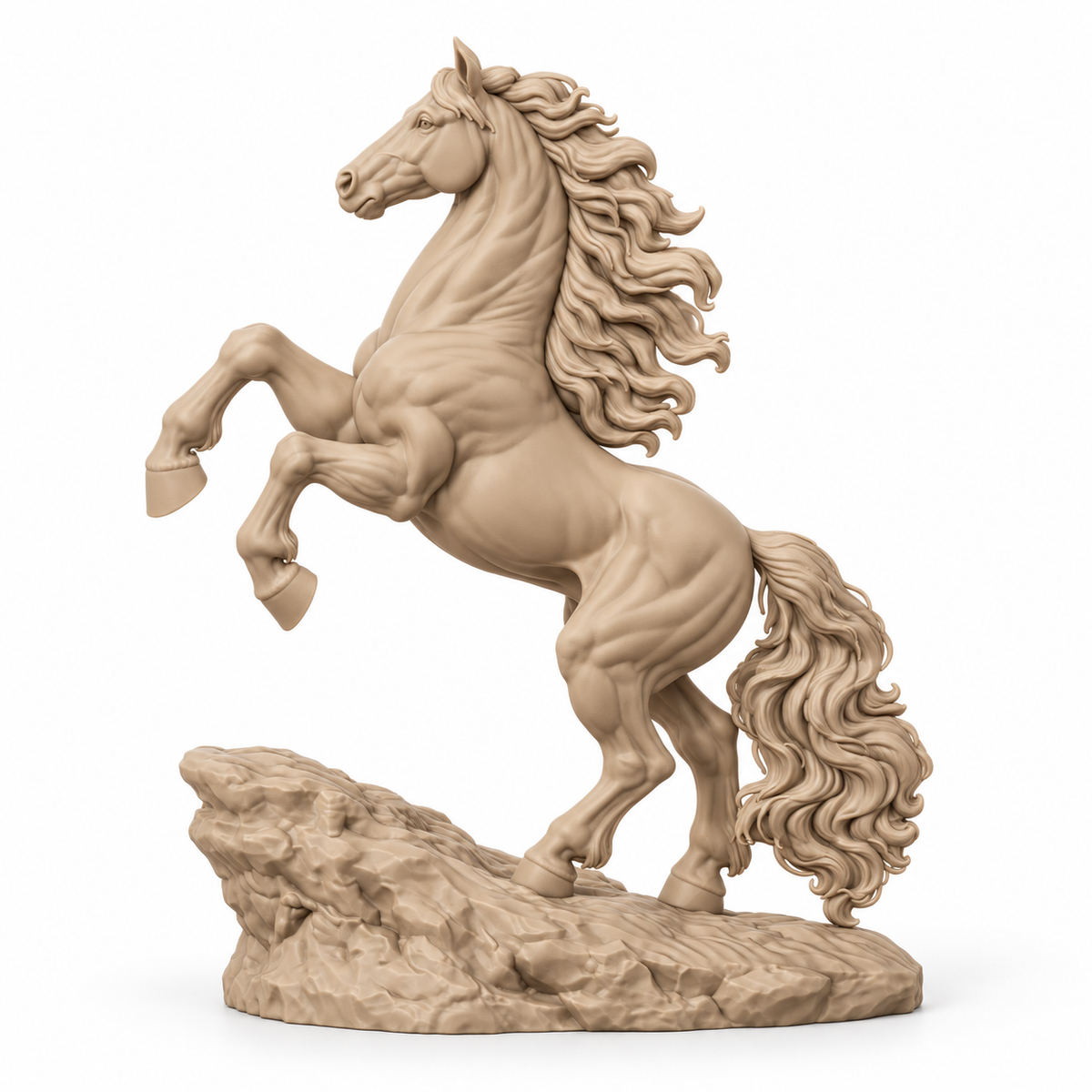 CONQR Horse lightweight 3D printed PLA desk statue, 10 inch, Sandstorm - white background