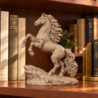 CONQR Horse lightweight 3D printed PLA desk statue, 10 inch, Sandstorm - bookshelf