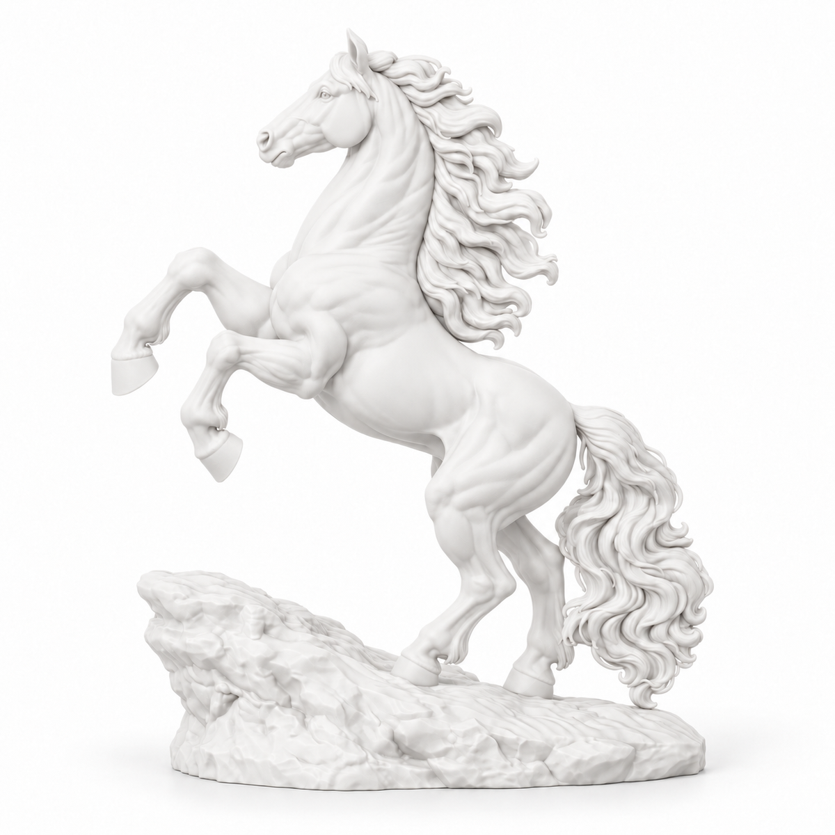 CONQR Horse lightweight 3D printed PLA desk statue, 10 inch, White - white background