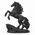 CONQR Horse lightweight 3D printed PLA desk statue, 8 inch, Black - white background