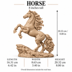 CONQR Horse lightweight 3D printed PLA desk statue, 8 inch, Sandstorm - size guide