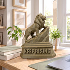 The Lion XXL (175 mm) on a sunny office desk, shown to scale beside a pencil cup and books