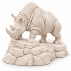 CONQR Rhino lightweight 3D printed PLA desk statue, 8 inch, Warm Beige - white background