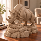 CONQR Rhino lightweight 3D printed PLA desk statue, 8 inch, Sandstorm - home console
