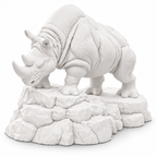 CONQR Rhino lightweight 3D printed PLA desk statue, 8 inch, White - white background
