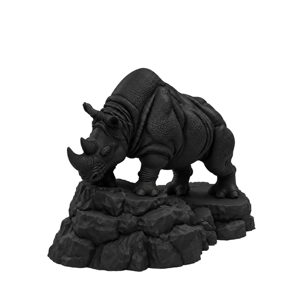 CONQR Charging Rhino desk statue in Black – on a white background